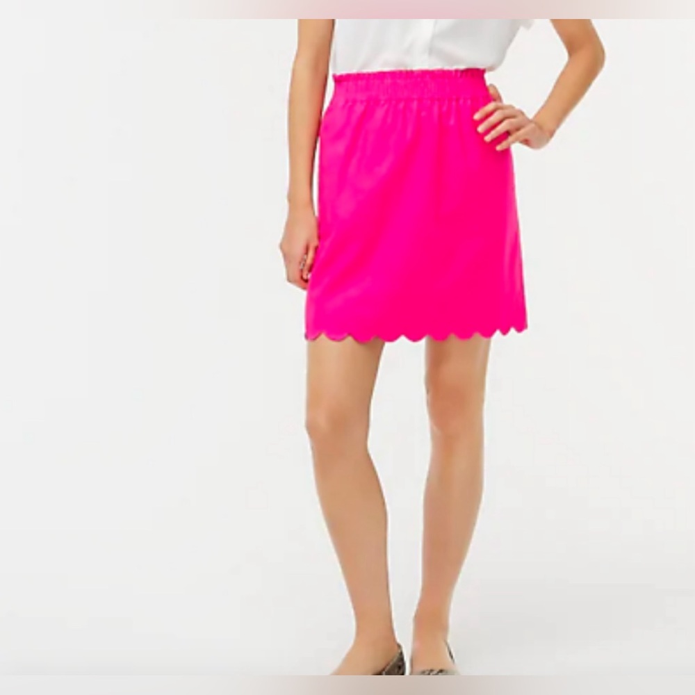 J.Crew Factory Scalloped Linen Cotton Begonia Pink Skirt Size 6